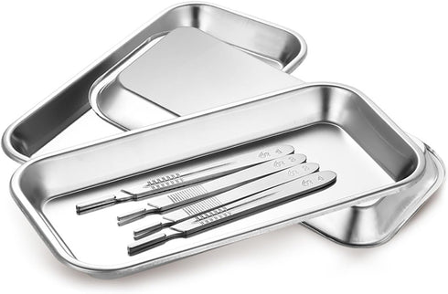 8 Pcs Surgical Tray, 8.6''x4.7''x0.8'' Metal Tray, Stainless Steel for Medical, Dental, Lab Supplies