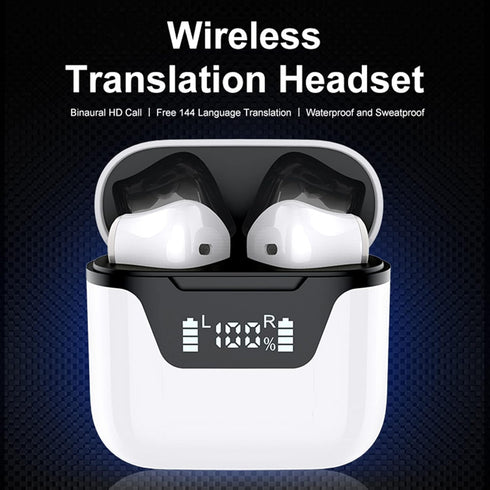 J101 Bluetooth Language Translator Earbuds, Real-Time Translation for 144 Languages, Noise Reduction Device for Instant
