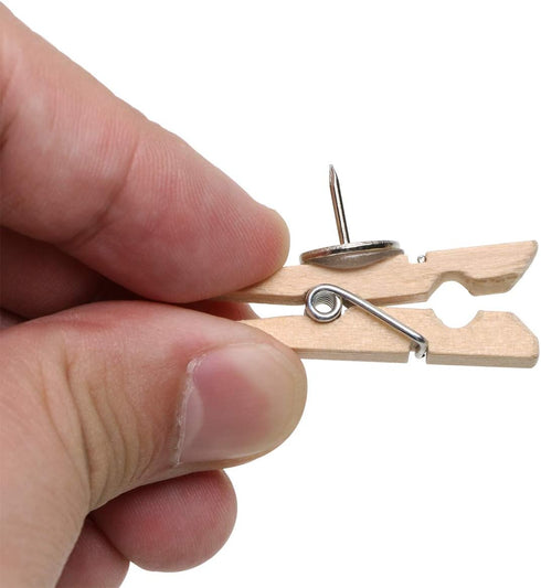 Tupalizy Wooden Clips Push Pins, Clothespins for Cork Boards, 20PCS for Photos and Craft Projects