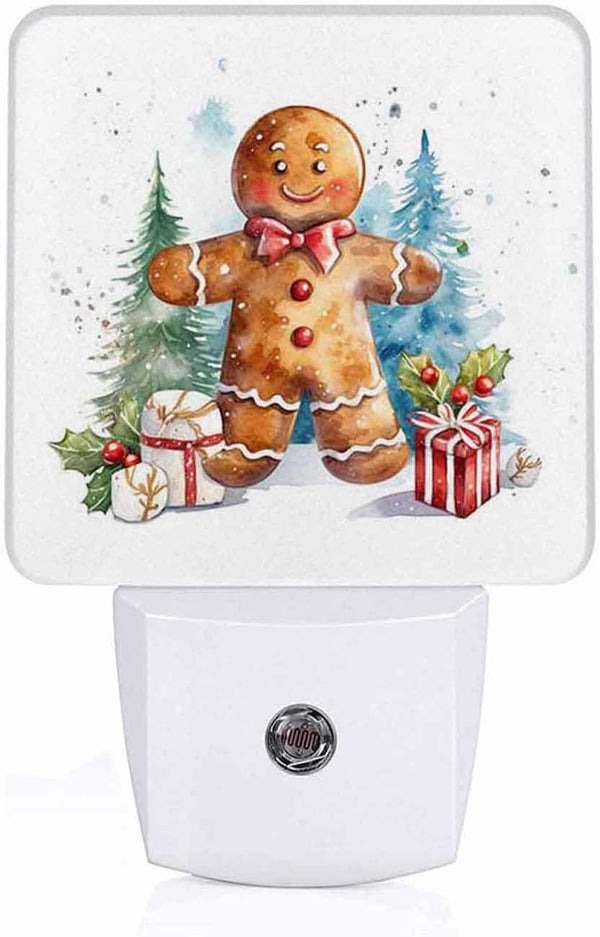 Jahiona LED Night Light Lamp with Smart Sensor Dusk to Dawn Sensor,Watercolor Gingerbread