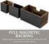 MyGift Magnetic Storage Trays, Rustic Burnt Solid Wood Office Supplies Baskets with Mail Sorter and Pen Holder, 3 Piece