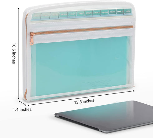 Mukawa 13 Pocket Expanding File Folder, Zipper Accordion File Folder, Expandable Folder with Customized Labels,
