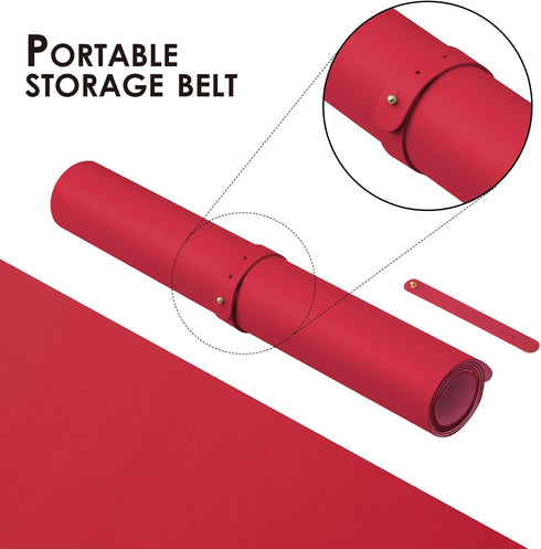 Leather Desk Mat - Non-Slip PU Desk Pad for Office and Home, Ideal for Large Mouse Pad and Desk Organization (Rose Red,