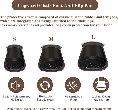 20 Diameter:12/16" 1-3/16") OCONDA Pcs Chair Leg Floor Protectors for Hardwood Floors, Black Rubber Furniture Sliders