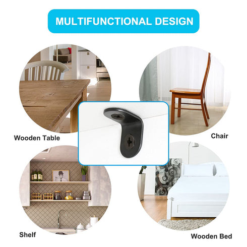 12pcs 12x12mm uxcell Angle Bracket Metal Black Corner Brace Fastener L Shaped Right Angle Brackets Corner Protector