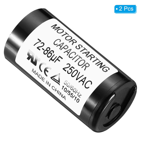 PATIKIL Motor Start Capacitor 2 Pack 72-86uF/Mfd 250V 50/60Hz CD60 for Electric Motor Starts