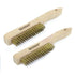 MAXMAN Brass Brush, Heavy Duty Brass Wire Brush Set 2Pcs, Metal Brush, Wire Brushes for Cleaning Rust with 10"Curved Beechwood Handle