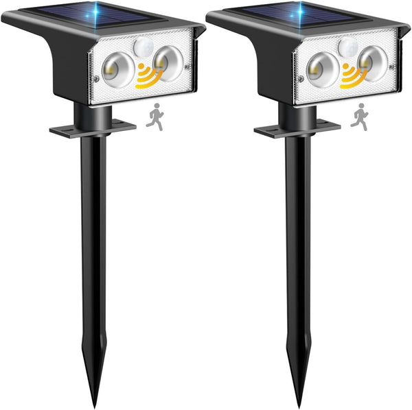 btfarm Solar Spot Lights Outdoor Waterproof, 2 Pack/3 Modes Motion Sensor Lights,