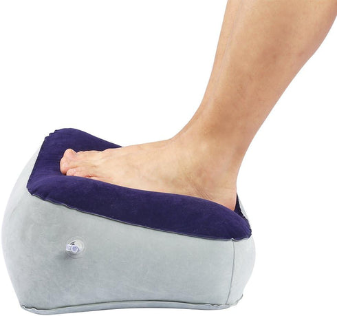 Inflatable Travel Footrest Pad Foot Rest Pillow Soft Flocking Pillow Flights Relax Cushion Ottomans Leg Up with Air