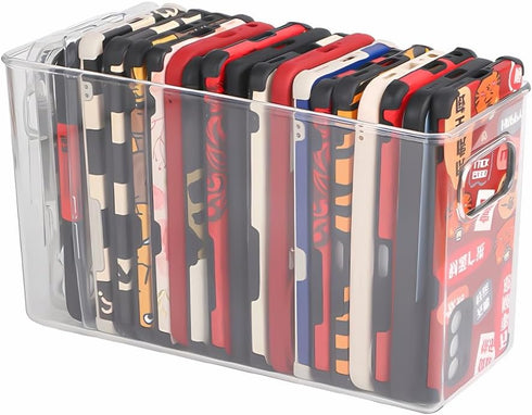Plastic Clear Phone Case Organizer, Multifunctional Storage Holder Box for Desk, Cabinet, Shelf (Deep)