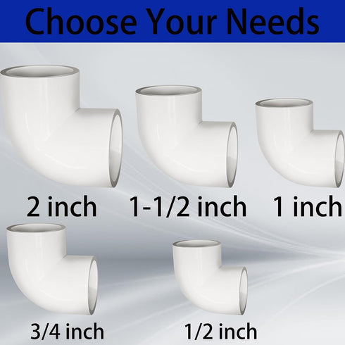 YTFSA 3/4" 90 Elbow, 10Pcs 2 Sch40 PVC Degree Way Right Angle Pipe Fitting, PVC Corner Fittings for Pipe DIY Frame