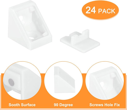 24Pcs 90 uxcell Plastic Corner Braces, Degree Corner Bracket, Right Angle Corner Support Brace, Shelf Board Holder