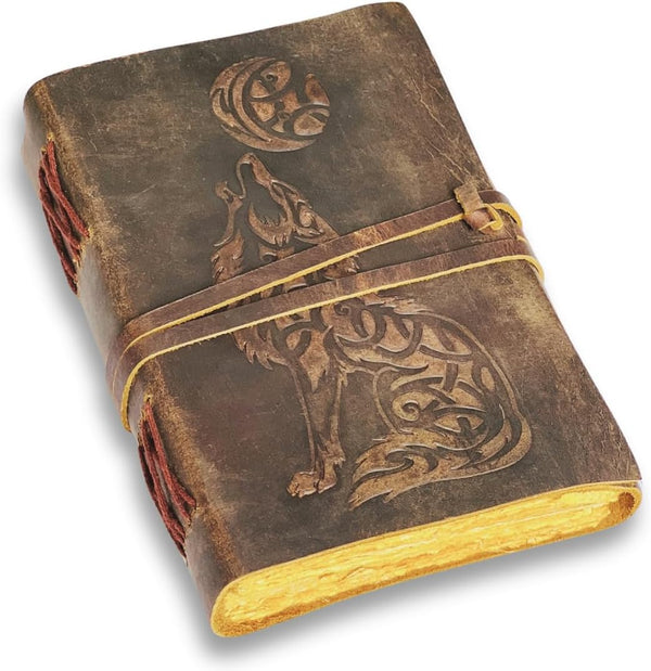 Clever wolf leather journal for men grimoire journal with lock leather journals