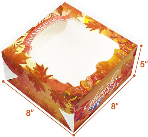 Bakepacker Thanksgiving Cake Boxes with Window, 36pcs 8x8x5 inches (18 Cake Boxes + 18 Cake Boards)