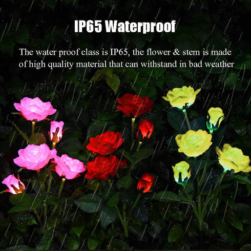SMATOLS Outdoor Solar Garden Stake Lights, Outdoor Decorative Rose Flowers Lights Waterproof Solar Powered for Patio