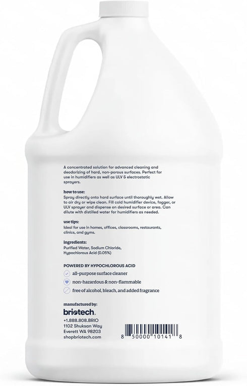500 1 BRIOTECH Extra Strength HOCl Cleaner, PPM Hypochlorous Acid Concentrate, ULV Foggers & Humidifiers, Professional
