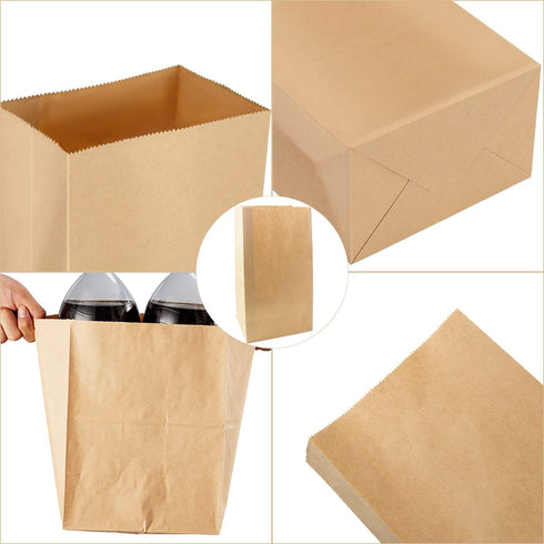 50 Pack 12 Lb 12.5" 7" 4.3" BadenBach Brown Paper Lunch Bags, x x Large Bread Bags Bulk, Heavy Duty Kraft Paper Sacks