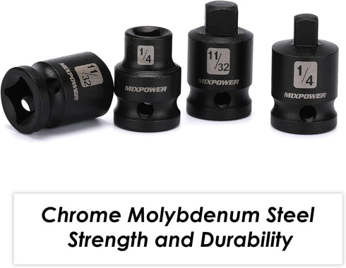 11 3/8-inch Set, MIXPOWER Pieces Drive Pipe Plug Socket SAE, CR-MO, Tapered Male Square Drive, Chamfered Female Square