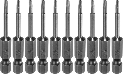 10ps TS8 Star 5 Point Screwdriver Bit 1/4" Hex Shank 2" Length Magnetic Security Torx Head Screw Driver