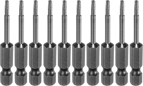 10ps TS8 Star 5 Point Screwdriver Bit 1/4" Hex Shank 2" Length Magnetic Security Torx Head Screw Driver