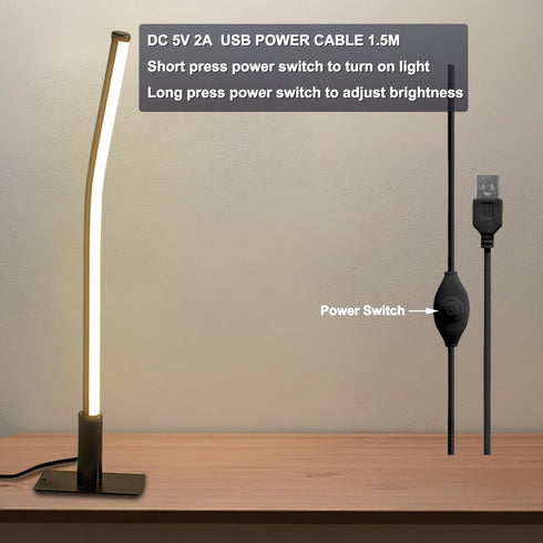GEPROSMA Set 2, 17.32"/44CM 5V 2A),Minimalist Design,3 Dimmable,Nightstand Slim Metal Table Lamp Bedside Lamp of Modern