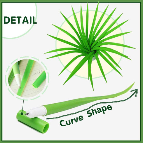 Youdepot Green Leaf Like Grass-Blade Pens, Neutral Pen with Cover, Easy Flow Black Ink, Pack of 25 School Supplies