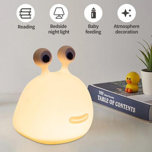 Cute Slug Night Light - Funny Kid Night Light for Bedroom Decor, Touch Soft Silicone Lamp for Birthday Gifts Room