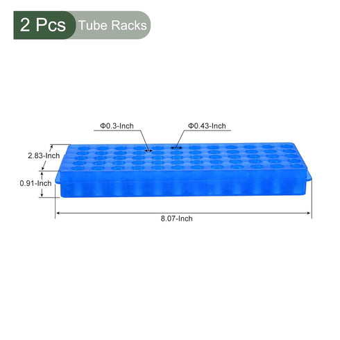 YOKIVE 2Pcs Tube Rack, Double Panel Polypropylene Test Tube Rack Holder | Great for 11mm, 7.5mm Lab Test Tube(Blue, 60-Sockets)