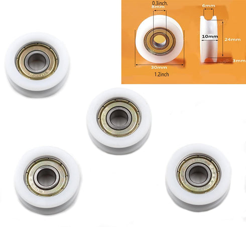 5PCS Nylon Round Plastic Pulley U Groove Track Roller Bearing Pulleys, 8x30x10mm