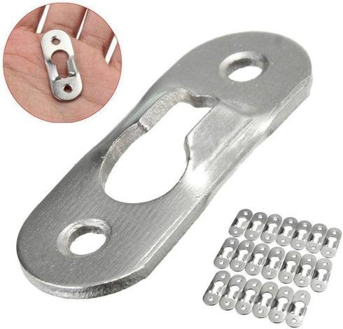 20 Pcs Metal Keyhole Hangers Fasteners for Picture Frames, Mirrors, Cabinets, 42mm x 14mm Flush Mount Hardware (Silver)