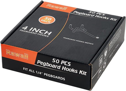 Pegboard Hooks Large Diameter 50-Pack 4 Inch Heavy Duty Galvanized for 1/4 inch Pegboard