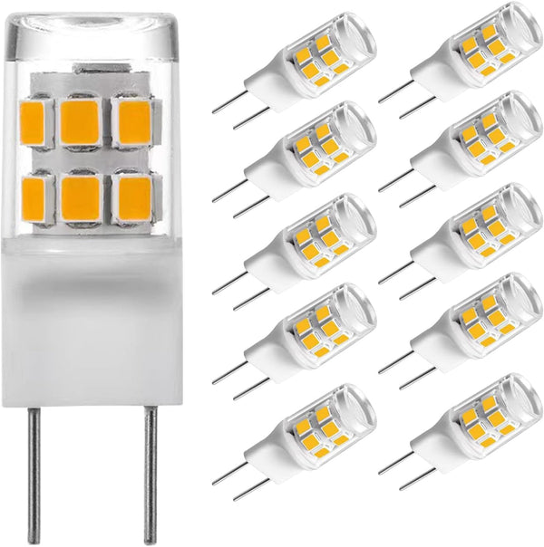 G8 LED Bulb 3W, Equivalent to G8 Halogen 20W-25W, T4 JCD Type Bi-Pin G8 Base, 3000K Warm White, 10 Pack