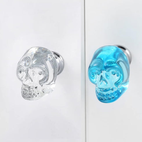 HDJNal 6 29x21mm pcs Crystal Skull Drawer Knobs and pulls, Glass Crystal Cabinets Knobs for Bedside Cabinet Cupboard