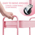 TOOLF 3-Tier Rolling Cart, Pink Metal Utility Cart with Lockable Wheels, Easy Assembly for Baby Room, Bathroom, Kids'