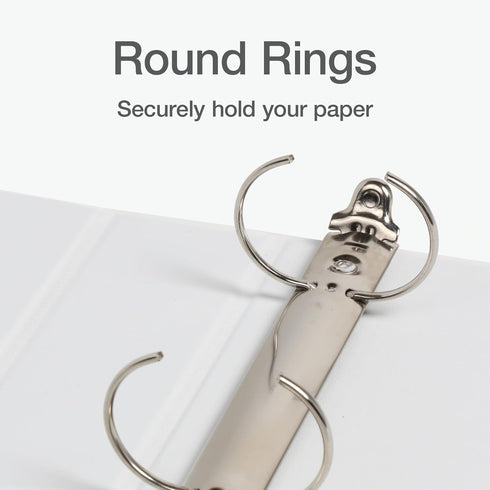 Oxford 1.5" Round Ring Binders, View Binder, XtraLife Hinge, Non-Stick, PVC-Free, White, 350 Sheet Capacity