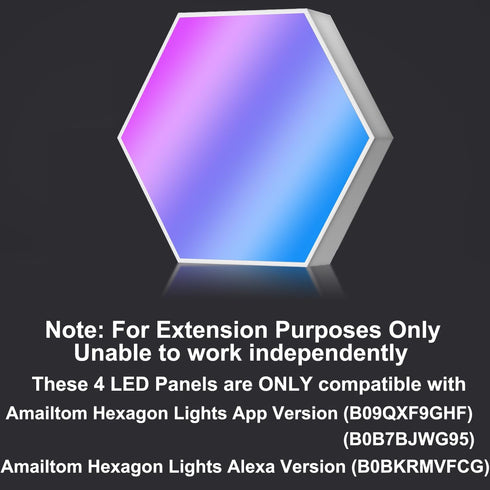 4 Setup Hexagon Light Panels Expansion LED Panels, Hexagon LED Wall Lights Dreamcolor Effects, Smart Gaming Lights