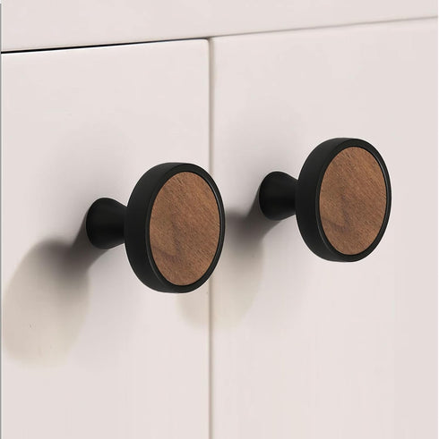 Set 4 of Elegant Golden Walnut Round Cabinet Knobs with Zinc Alloy Base