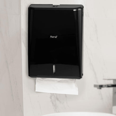 Commercial 10.83"x4.53"x14.65" 1 JSD-3300B-2 Karat Black Multi-Fold Paper Towel Dispenser - Wall Mount, Touchless