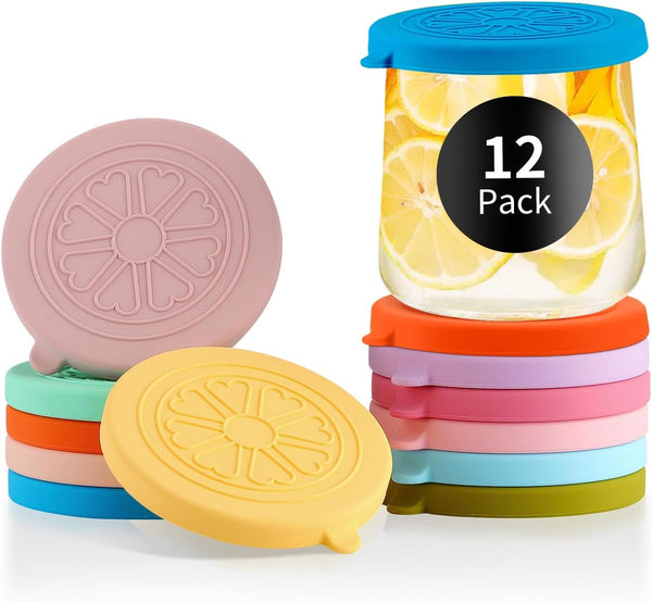 Oui Yogurt Jar Lids Silicone | 12 Pack Colorful Covers Fit For