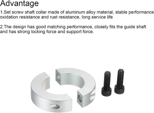 MECCANIXITY 1.97 Inch Bore Double Split Aluminum Shaft Collar with Set Screw, Silver Tone