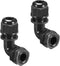 LeMotech M12 Cable Gland, 90 Degree Adjustable 4-8mm Strain Relief Cord Connectors, 2 Pcs, Black
