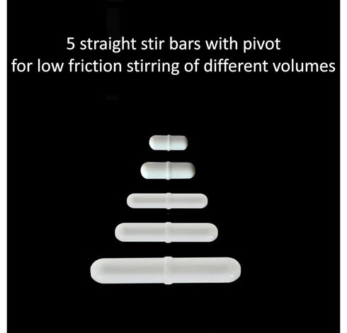 7pc PTFE Stir Bars Set for Magnetic Stirrer Mixer - Straight (15,20,25,35,50 mm), Cross (38 mm), Retriever (250 mm)
