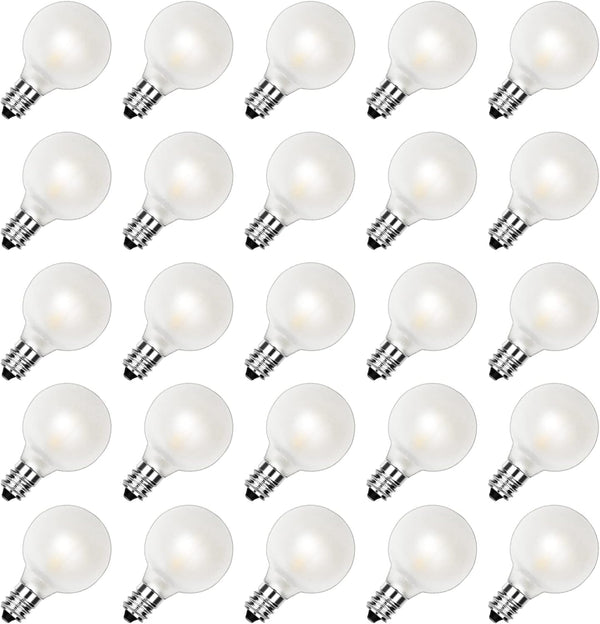 SUNSGNE 25 Pack G40 LED Replacement Light Bulbs - E12 Shatterproof Globe Frosted Bulbs for Indoor Outdoor