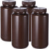 PATIKIL 4 Pcs 1000ml Reagent Bottles, PE Wide Mouth Round Bottles with Screw Cap for Lab Storage