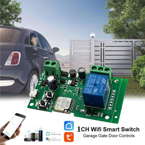 Tuya Smart Life WiFi Momentary Inching Relay, DC 7-32V/USB 5V, DIY Smart Home, Compatible with Alexa