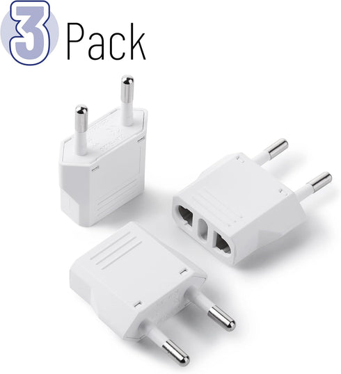 Bates- European Plug Adapter, 3 pc, Travel Adapter, US to Europe Plug Adapter, EU Adapter, Electrical Adapters, Converter Plug, European Outlet Adapter, Travel Plug Adapter, Converter Plug for Europe