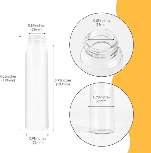 40ml Clear Glass Vials with Screw Caps and Plastic Stoppers, Leak-Proof Glass Test Tubes, 25PCS