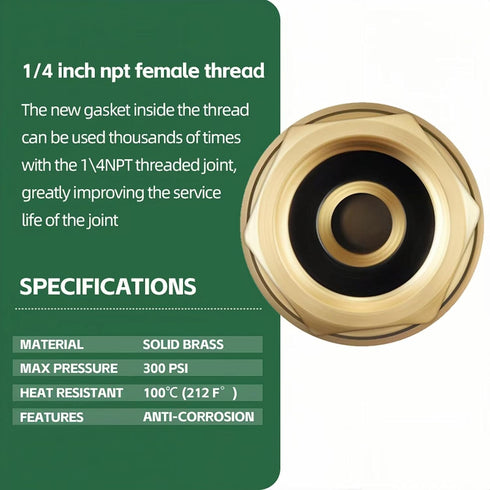 Yolass 1/4” NPT Air Hose Fittings, 10 Quick-link Air Hoses with 1/4" Brass Couplers for Professional Use
