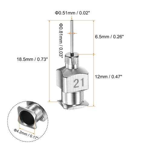 HARFINGTON 12pcs 21Gauge Stainless Steel Dispensing Needles, 1/4" Blunt Tips for Thick Liquids, Lab Use