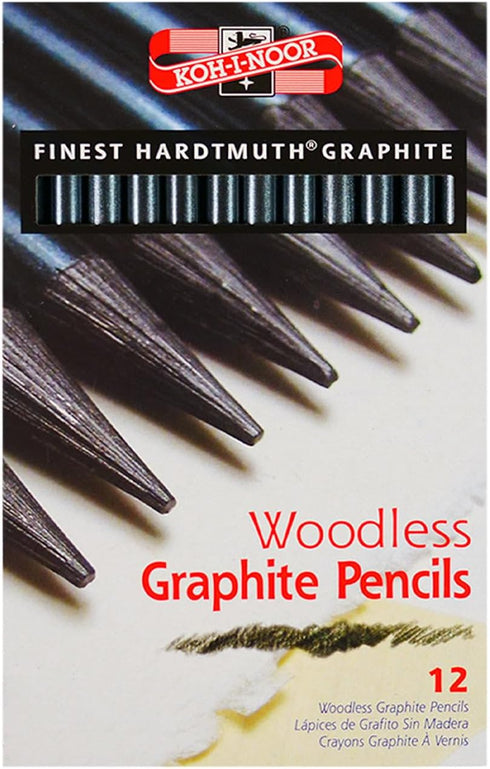 Koh-I-Noor Progresso Woodless Graphite Pencil Set, 6 Degrees, 2 Pencils Per Degree, 12 Pencils (FA8911.12) by Koh-I-Noor